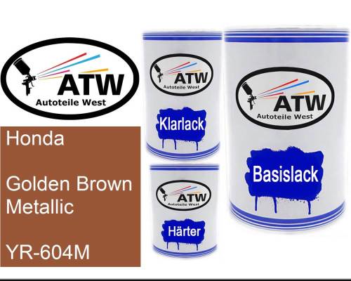 Honda, Golden Brown Metallic, YR-604M: 500ml Lackdose + 500ml Klarlack + 250ml Härter - Set, von ATW Autoteile West.